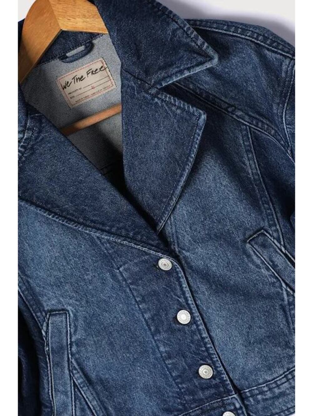 Free People Now or Never Custom Embroidered Cropped Denim Jacket XS
